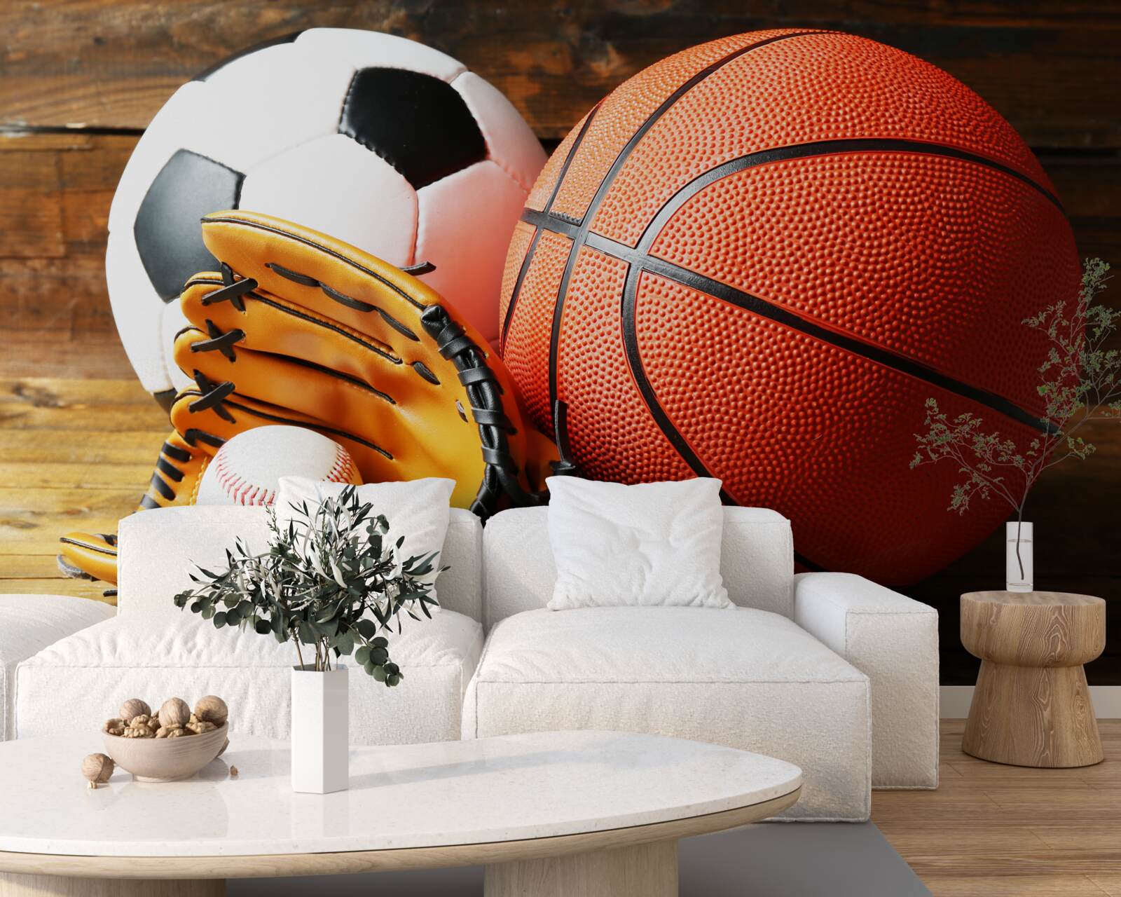 Papier peint ballons de football, de basket-ball et de tennis