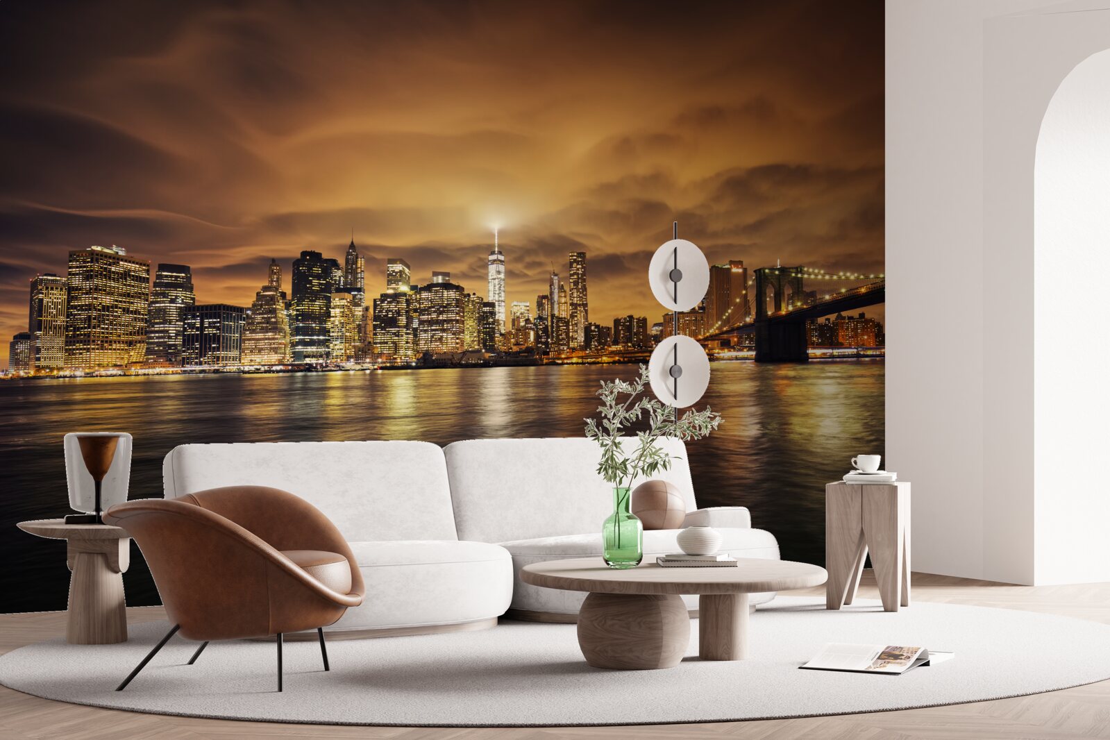 Papier peint le coucher du soleil illumine la lueur des lampes de nuit