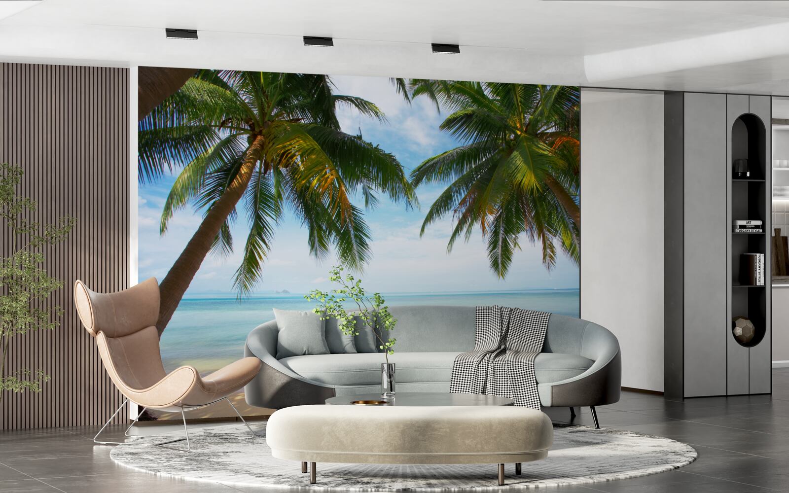 Papier peint deux palmiers poussent sur le rivage