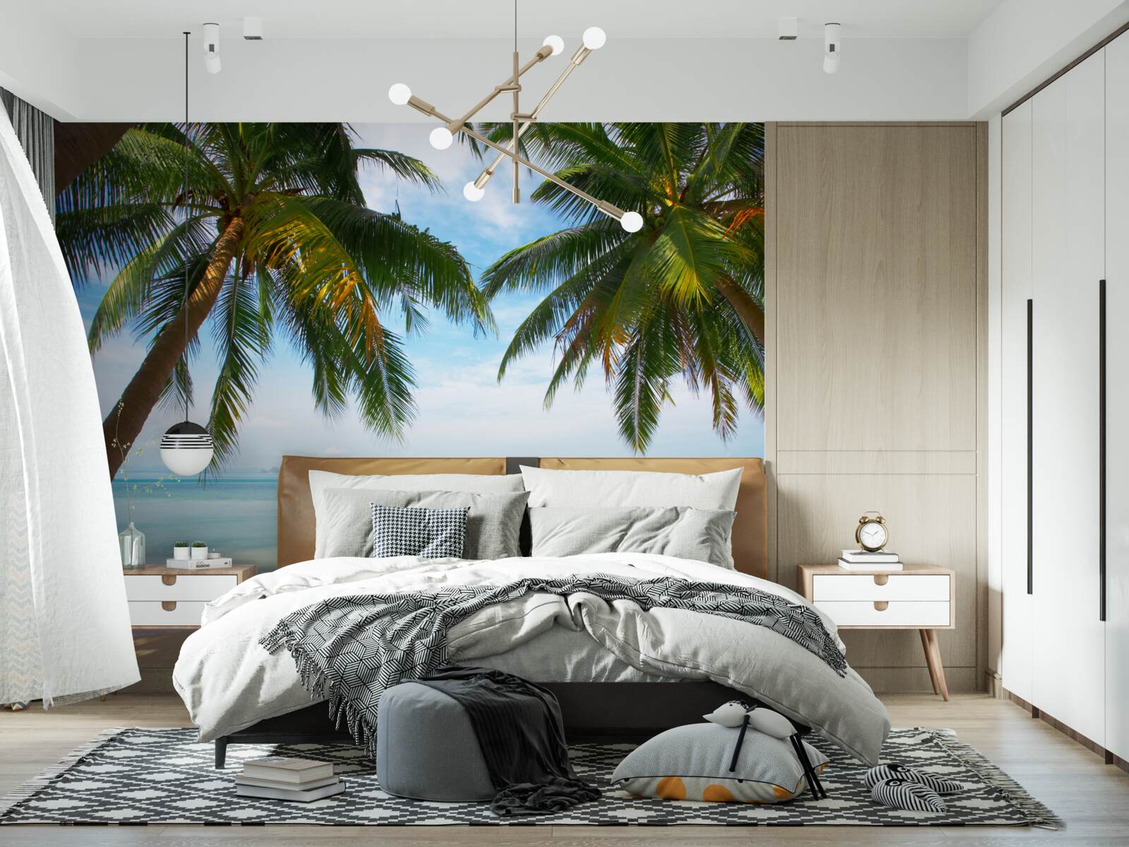 Papier peint deux palmiers poussent sur le rivage