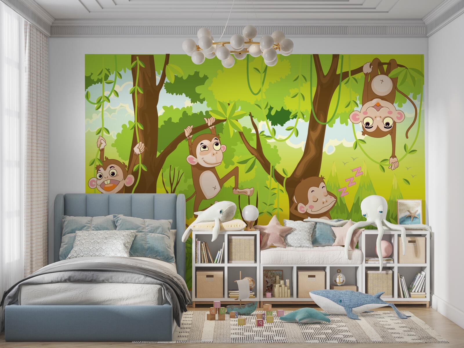 Papier peint les singes grimpent aux arbres