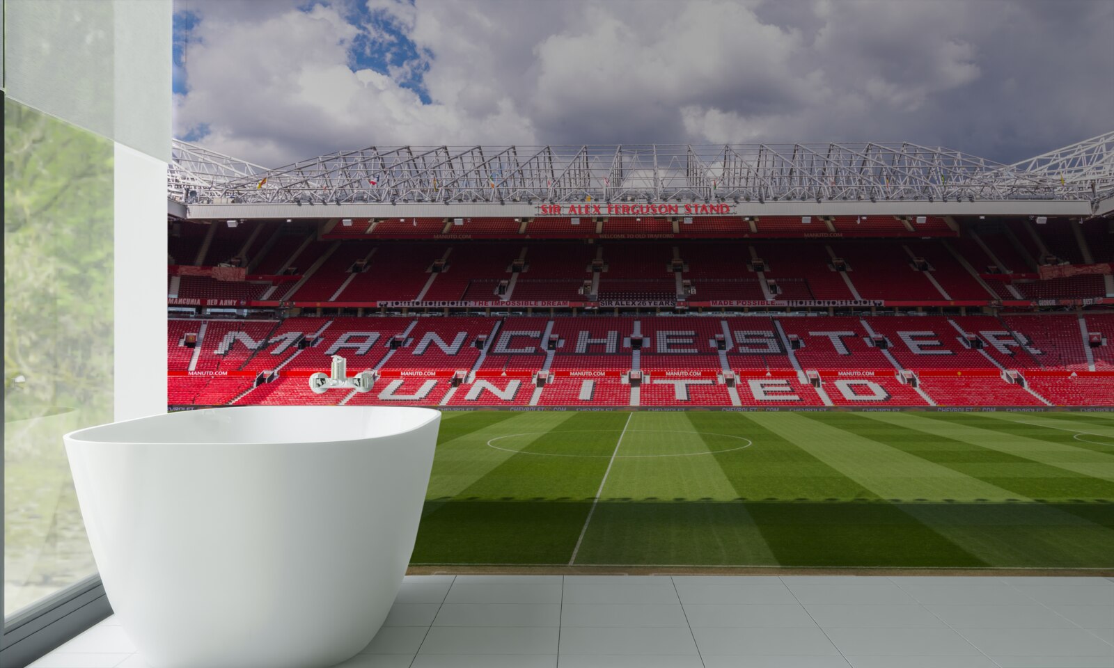 Papier peint un grand terrain de football et une immense tribune