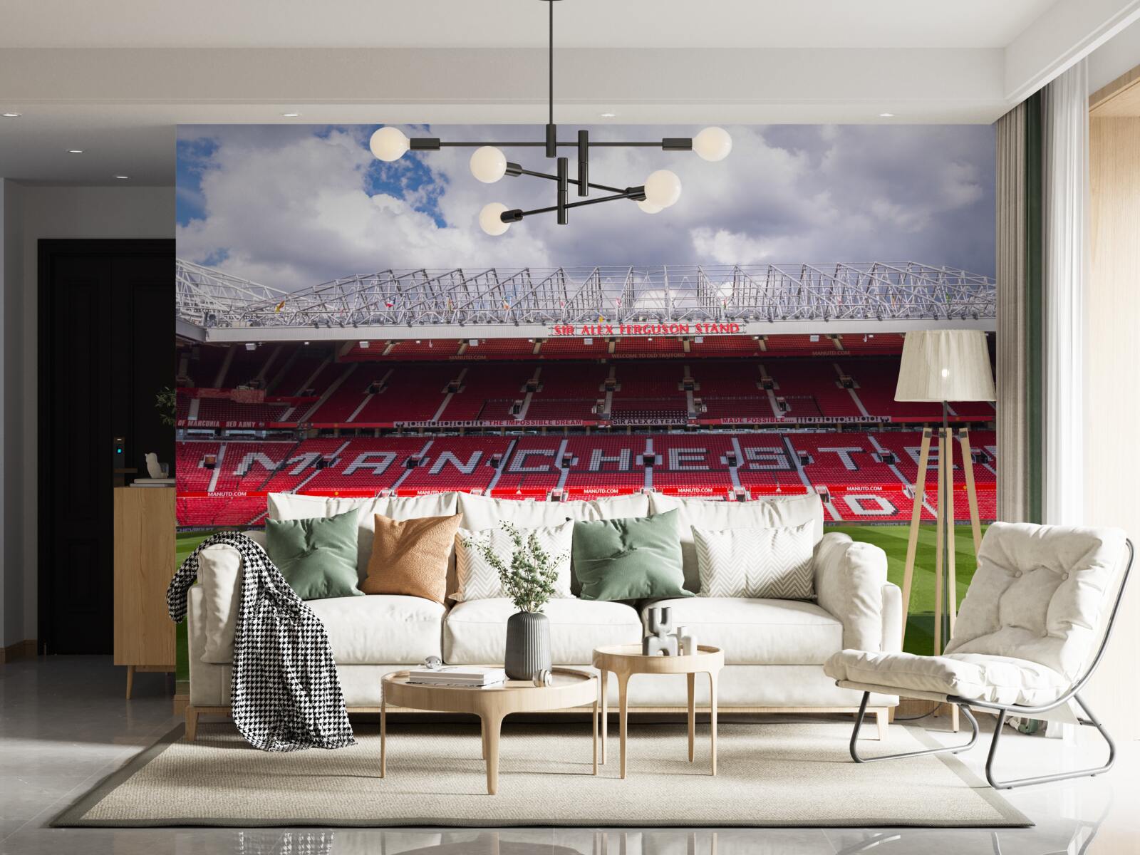 Papier peint un grand terrain de football et une immense tribune