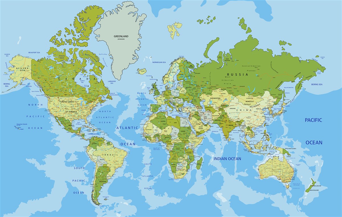 Papier peint carte du monde traditionnelle