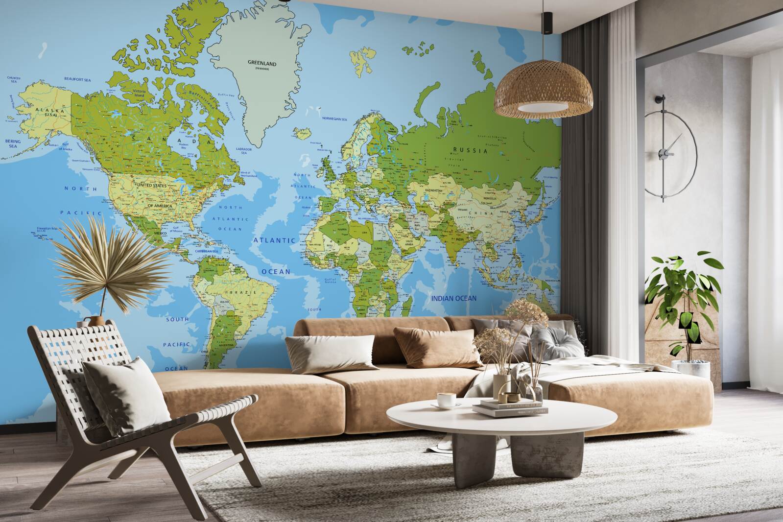 Papier peint carte du monde traditionnelle