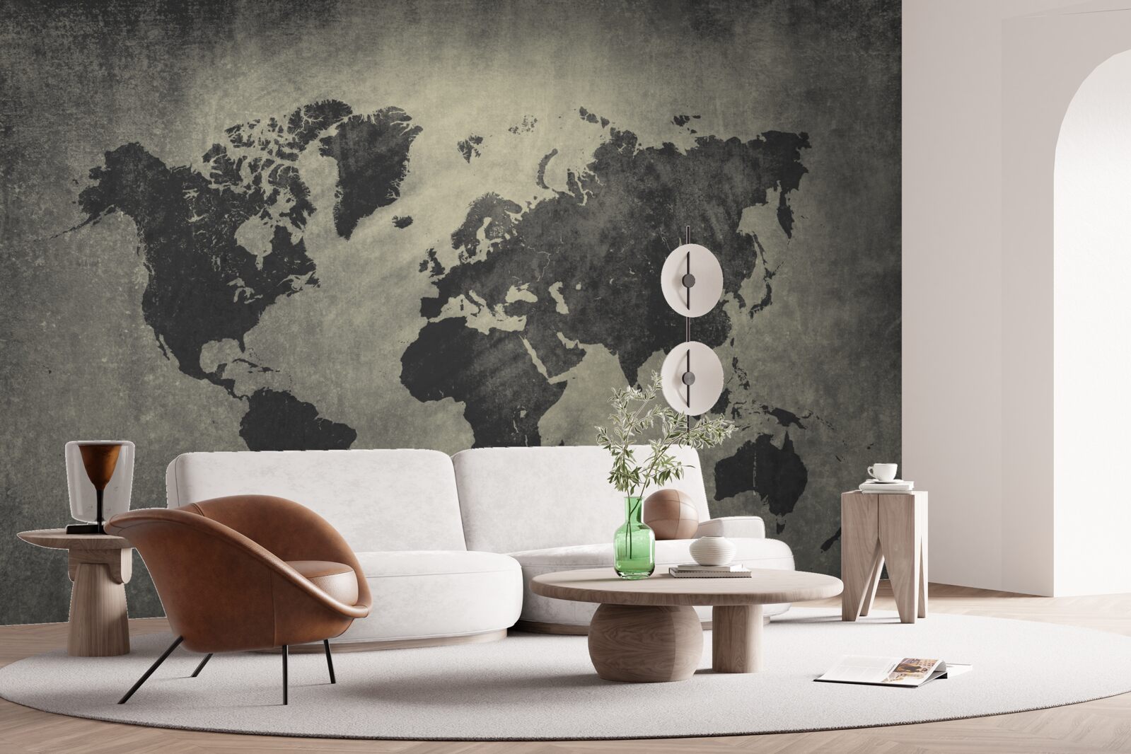 Papier peint silhouettes de pays sur un mur de béton