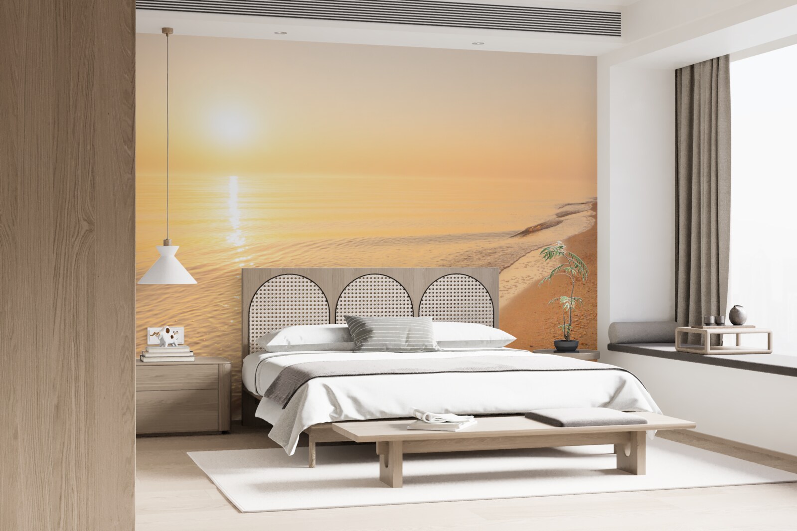 Papier peint coucher de soleil sur la mer en été