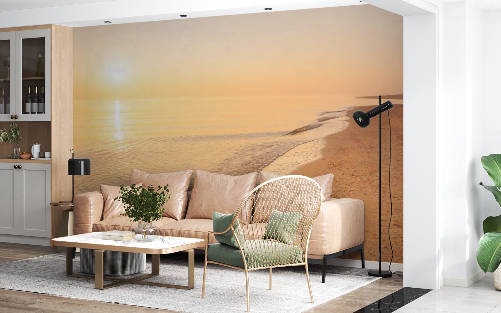 Papier peint coucher de soleil sur la mer en été