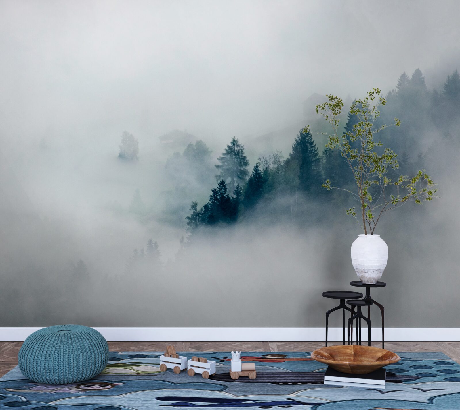 Papier peint la lisière de la forêt est enveloppée de brume