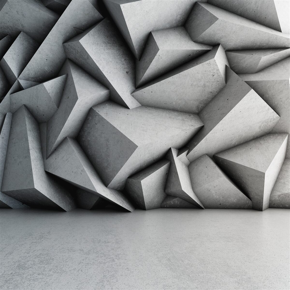 Papier peint grandes figures en 3d sur fond gris