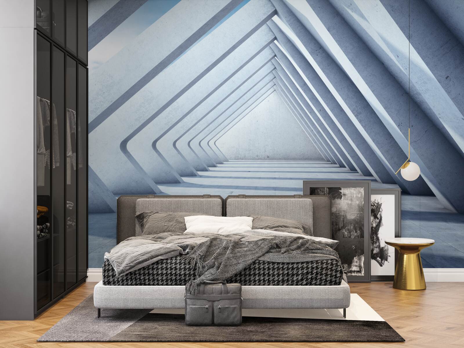 Papier peint un tunnel d'arcs triangulaires s'étendant à l'infini