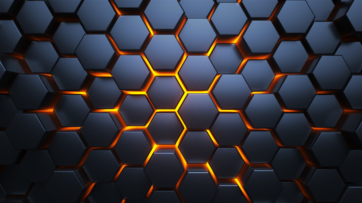 Papier peint collection hexagonale avec illumination dorée