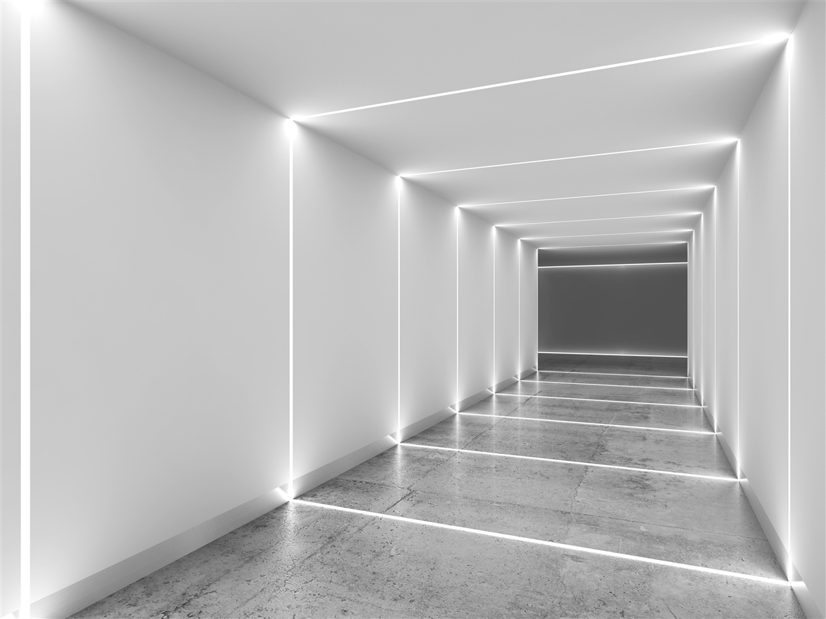 Papier peint passage éclairé par une lumière blanche