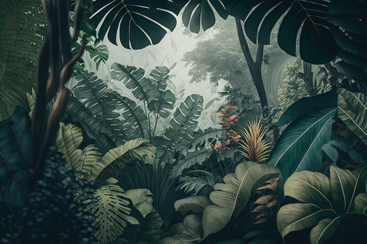 Papier peint une végétation tropicale luxuriante