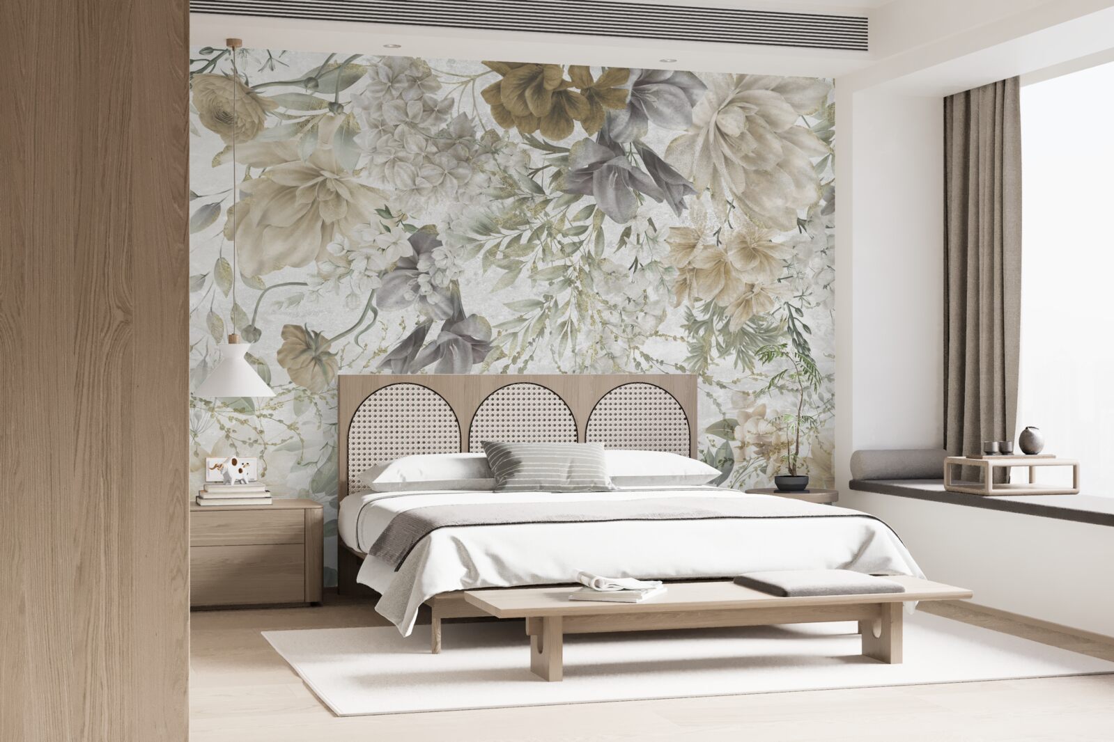 Papier peint un concept fait de feuilles et de fleurs d'automne