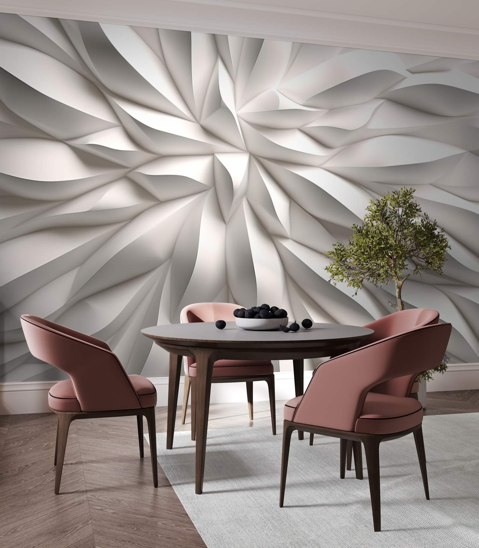 Papier peint centre de fleurs en abstraction