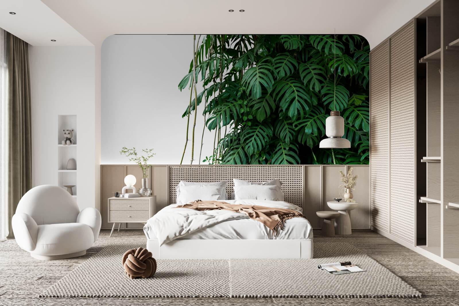 Papier peint feuilles de monstera denses dans les tons de vert