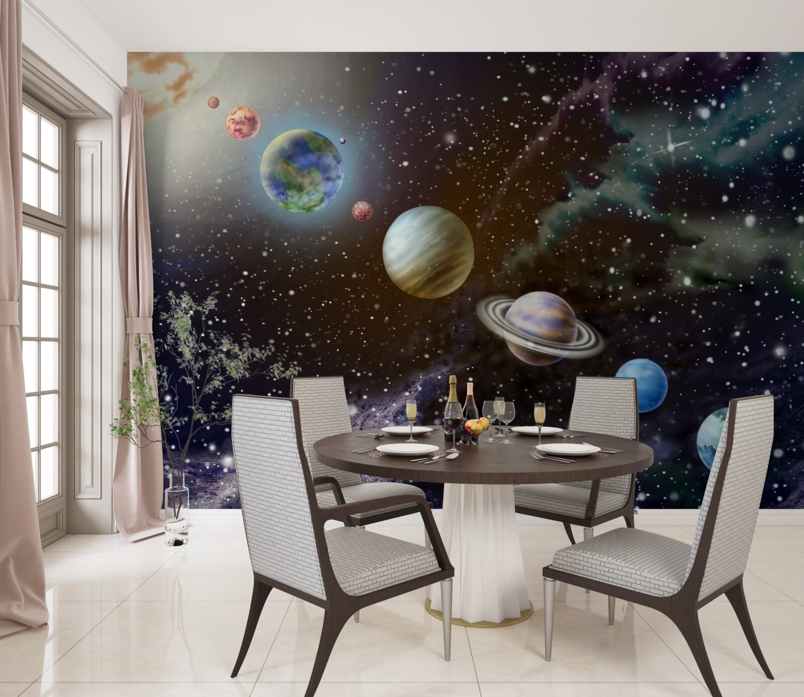 Papier peint les planètes dans l'espace sont alignées