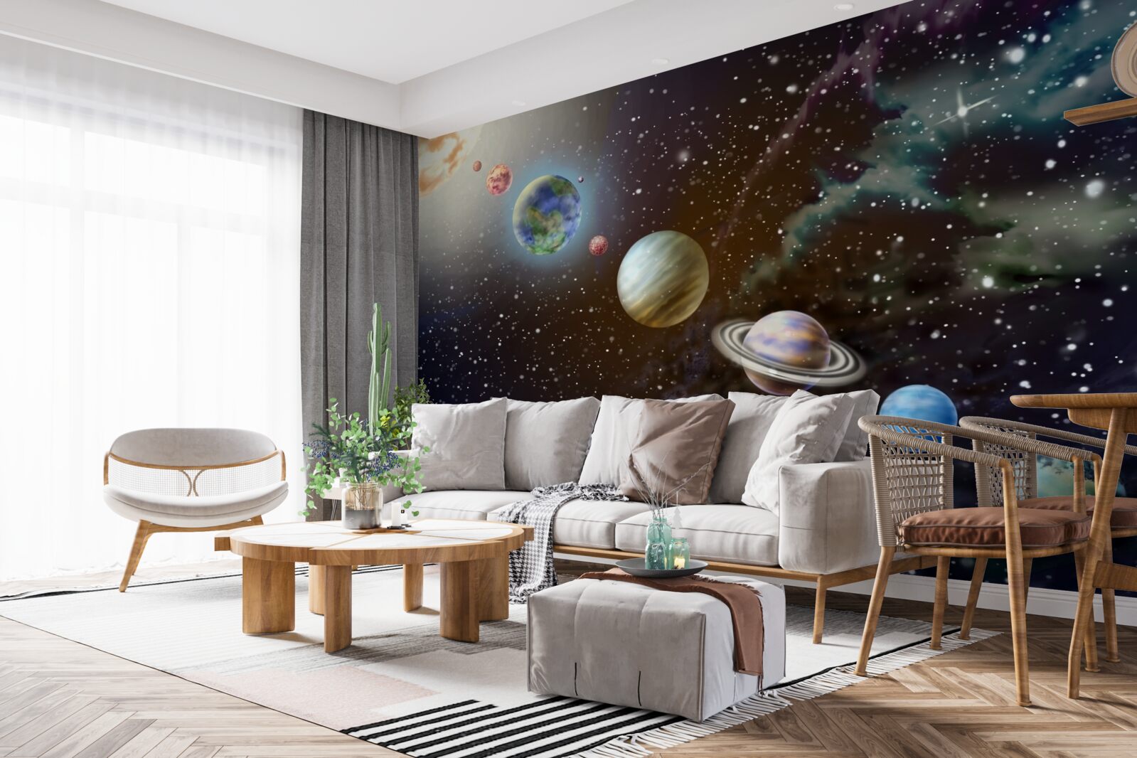 Papier peint les planètes dans l'espace sont alignées