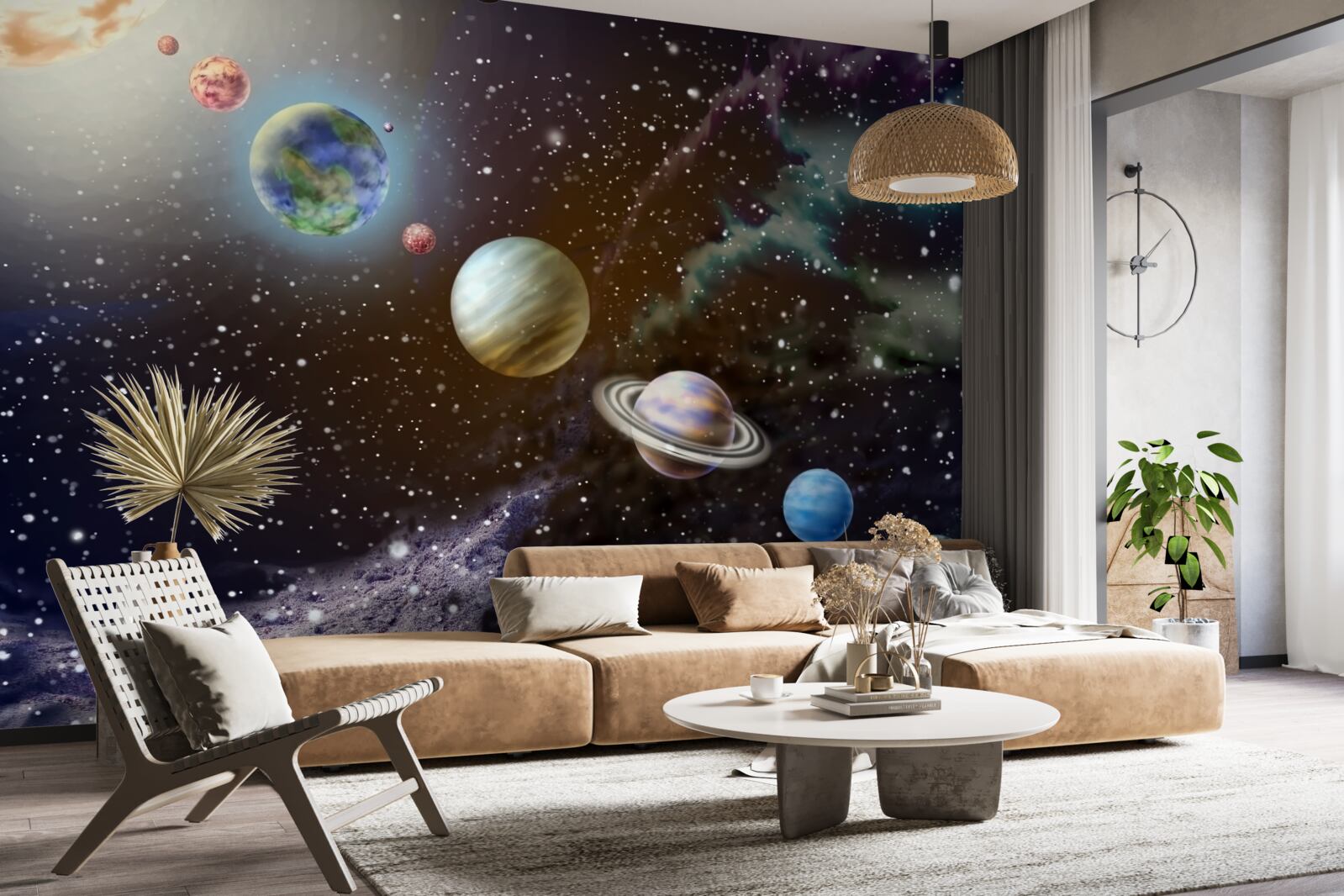 Papier peint les planètes dans l'espace sont alignées