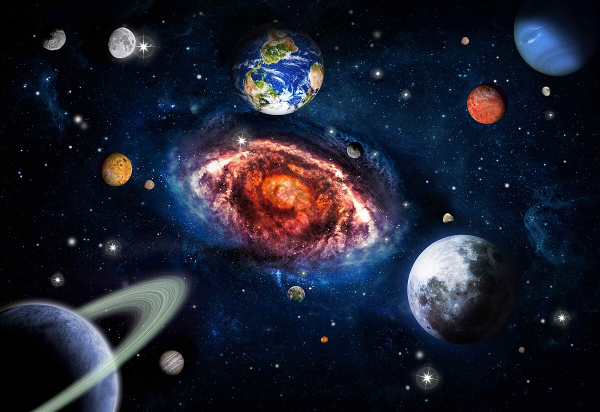 Papier peint la galaxie sert de champ de rotation pour les objets cosmiques
