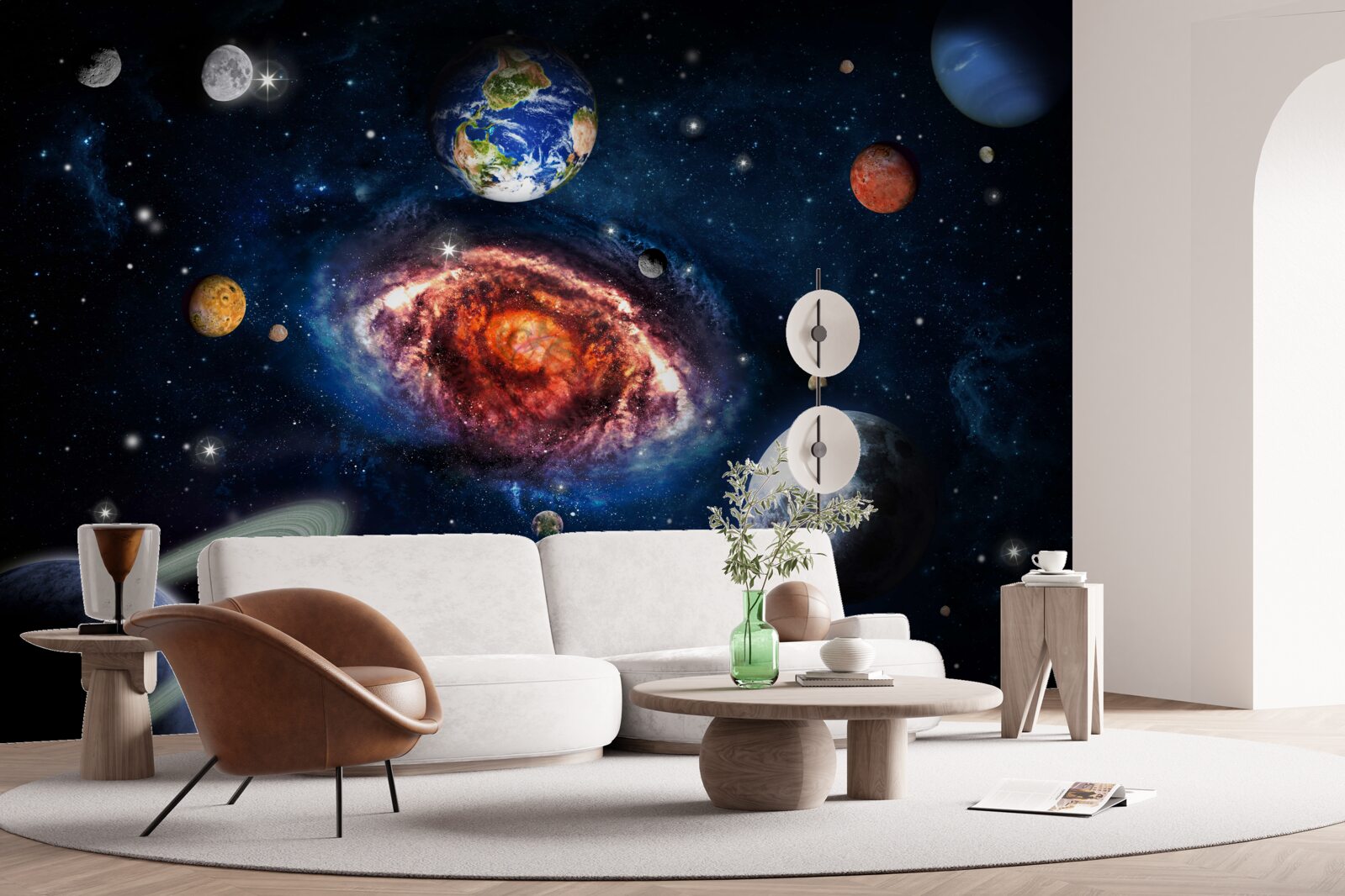 Papier peint la galaxie sert de champ de rotation pour les objets cosmiques