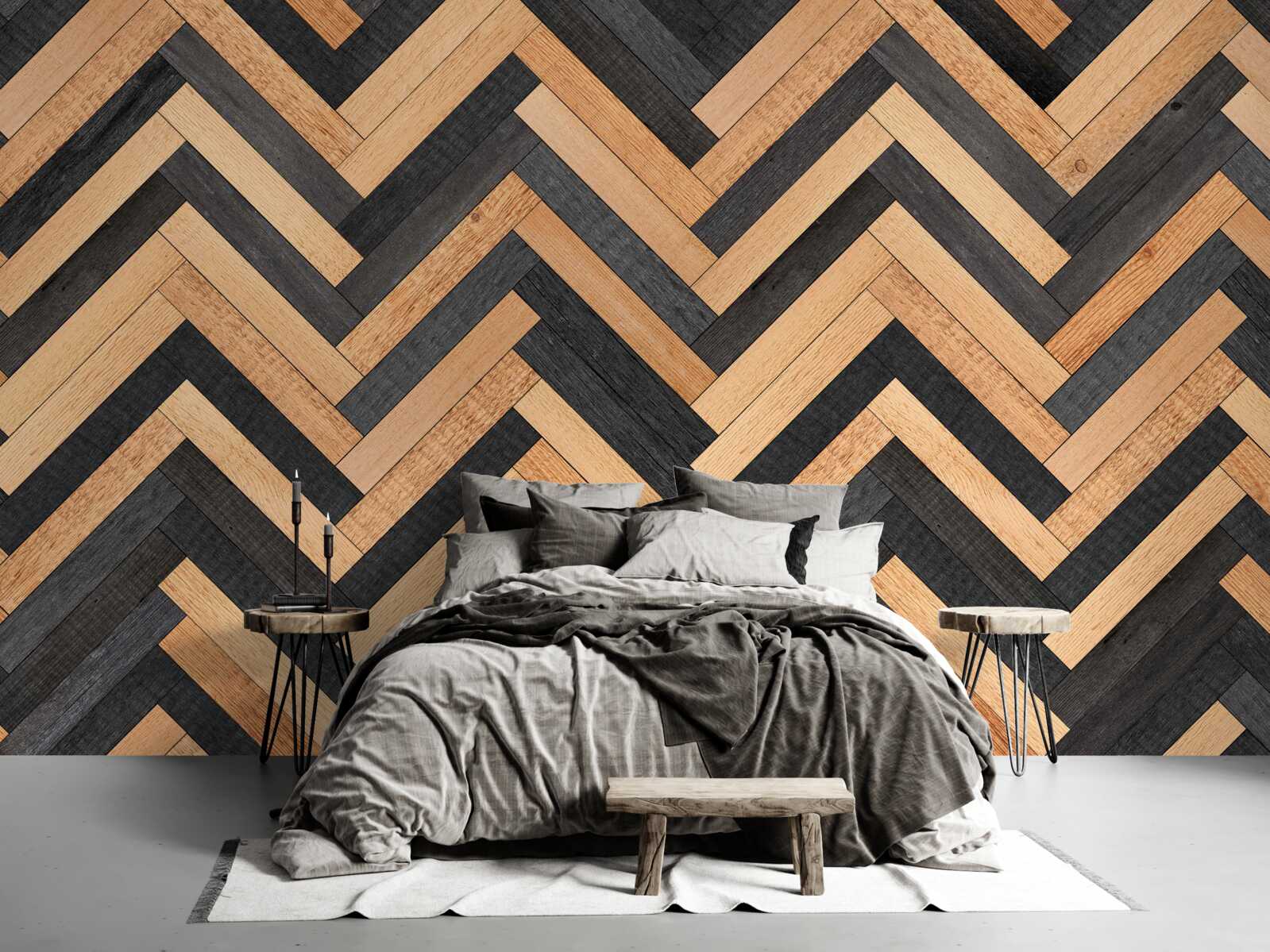 Papier peint parquet dans les tons clairs et foncés