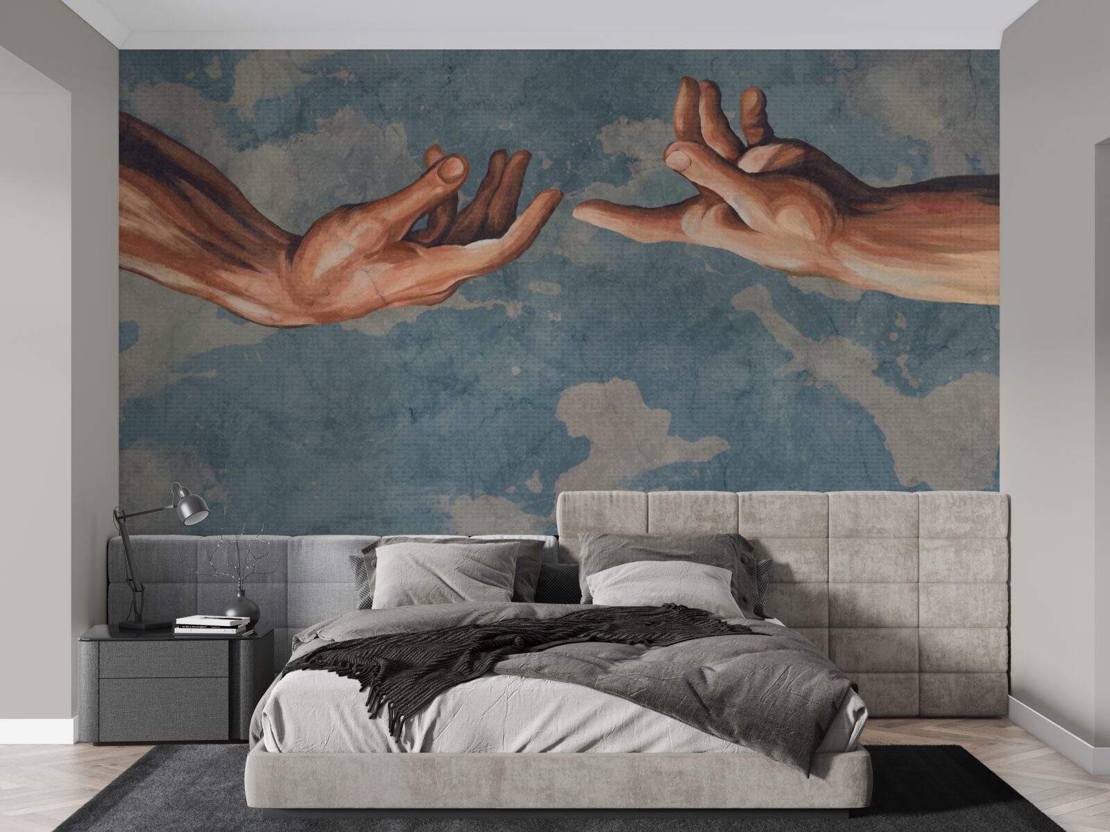 Papier peint les mains se tendent l'une vers l'autre