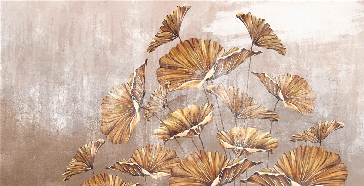 Papier peint fleurs d'automne sous la pluie