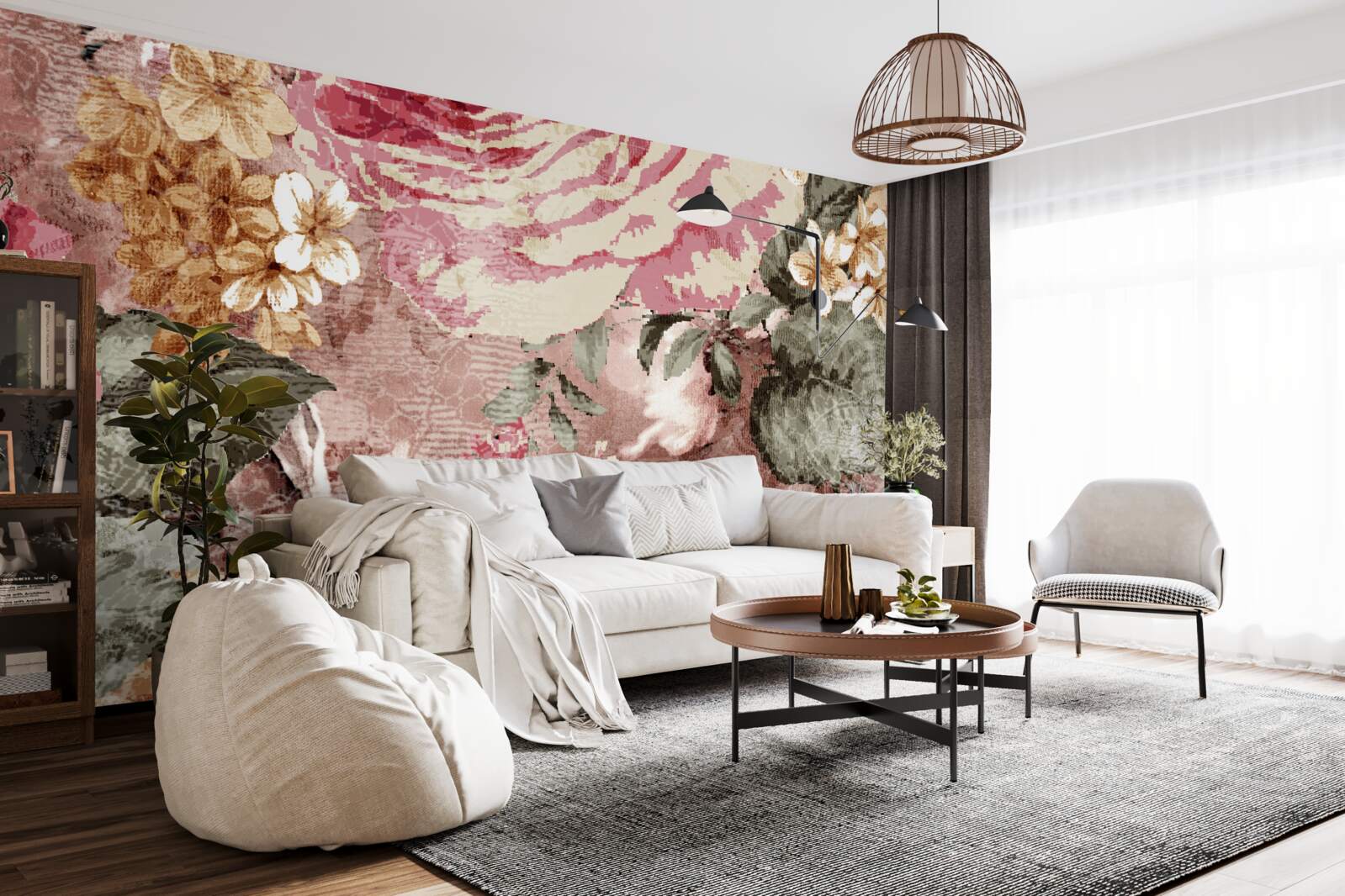 Papier peint l'abondance de fleurs et de plantes est une abstraction