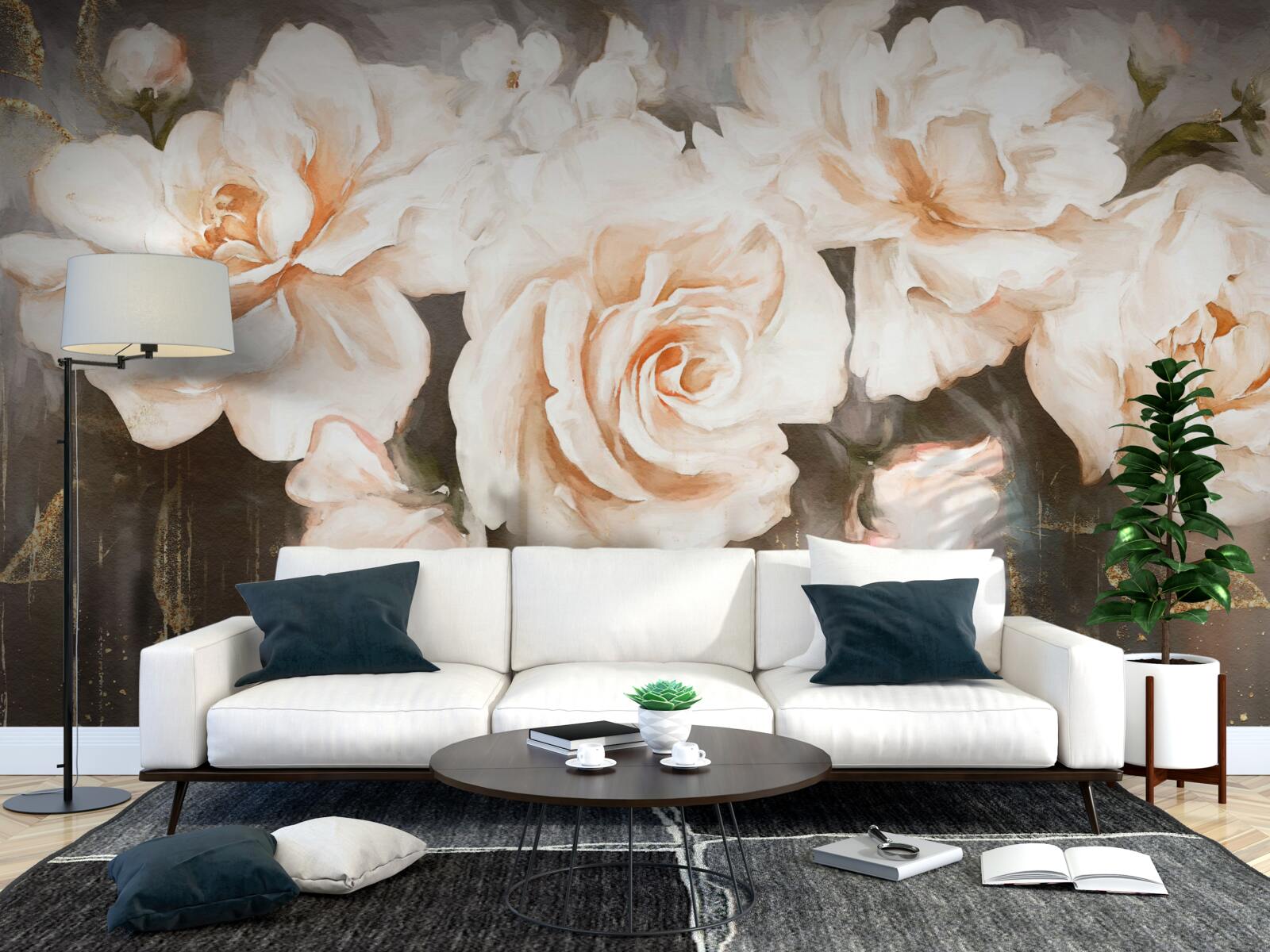 Papier peint les roses ont une teinte crémeuse et luxueuse
