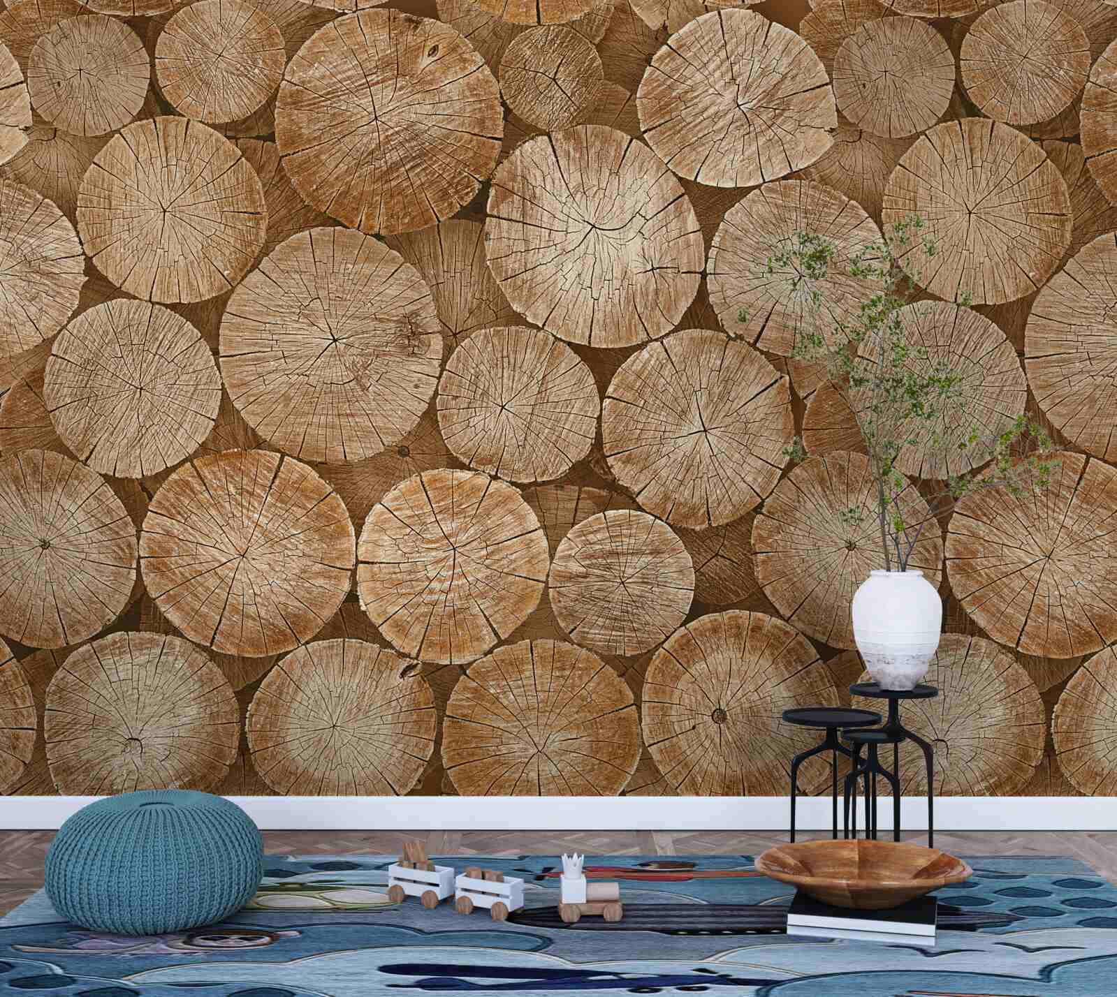 Papier peint pile de bois de chauffage récolté