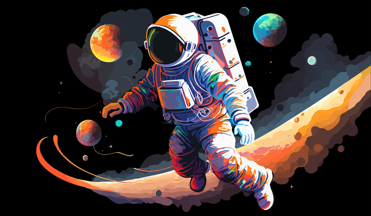 Papier peint astronaute dans l'univers