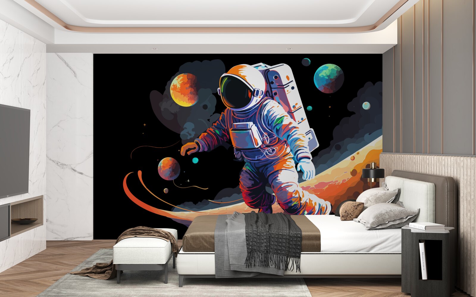 Papier peint astronaute dans l'univers