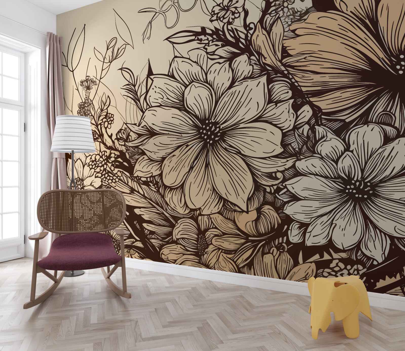 Papier peint des fleurs tropicales pleines de couleurs