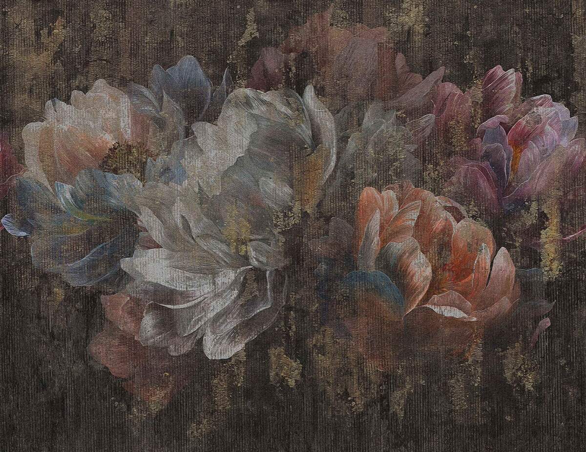 Papier peint fleurs d'automne sous la pluie battante