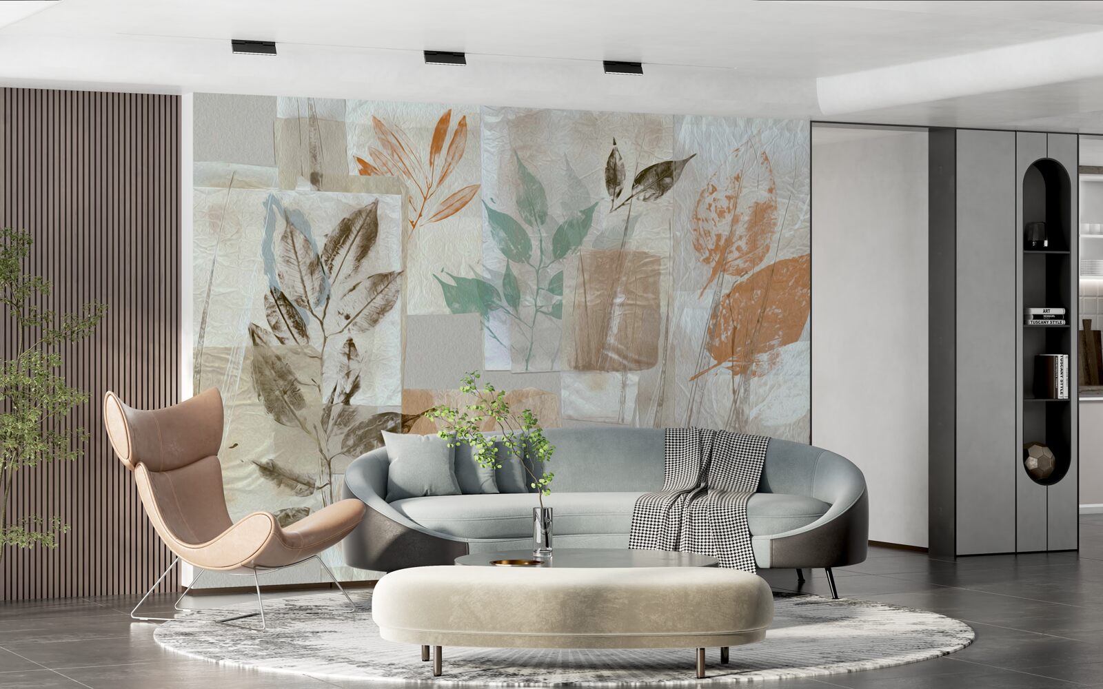 Papier peint révéler les fleurs et les feuilles par la peinture