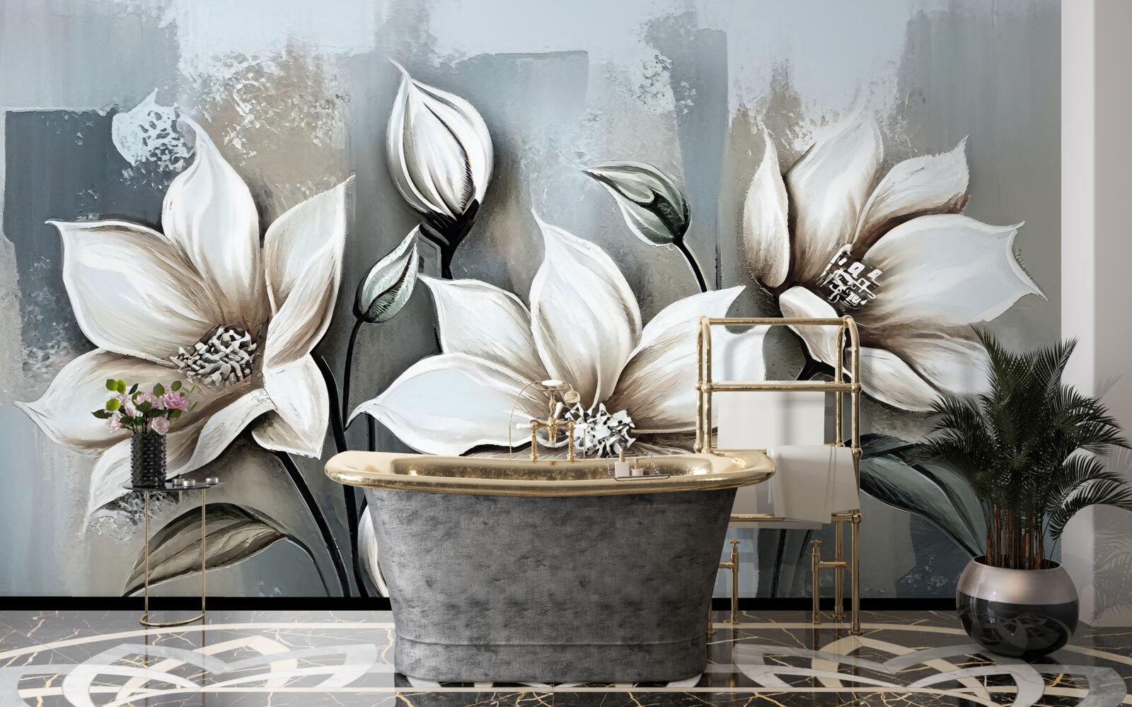 Papier peint le bouquet contient des fleurs blanches