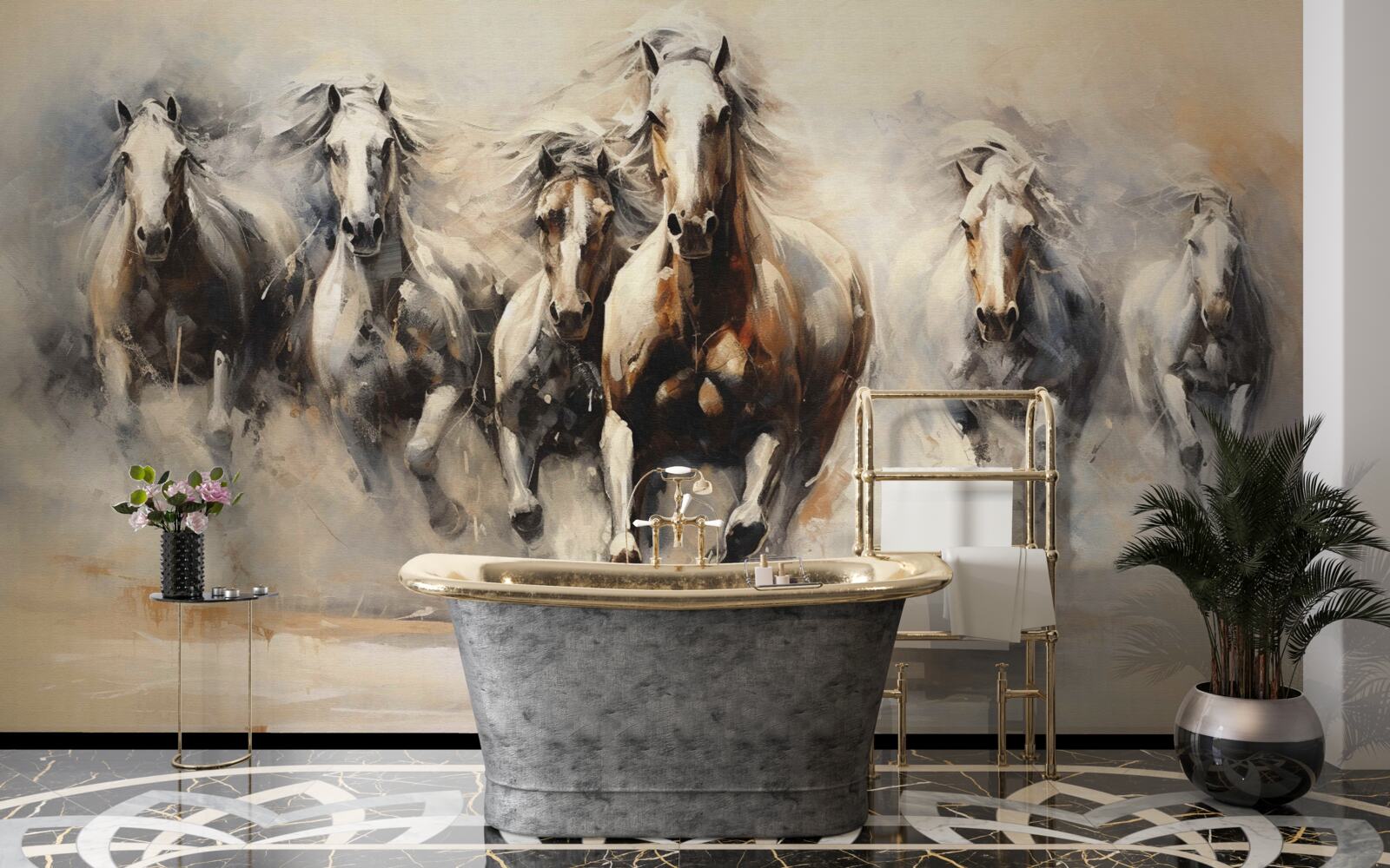 Papier peint galope un groupe de chevaux