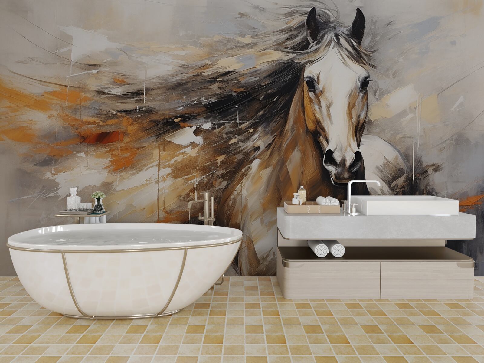 Papier peint la magnifique crinière brun clair du cheval