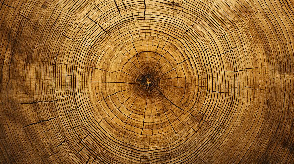 Papier peint fragments d'un pilier d'arbre riche en couches séculaires