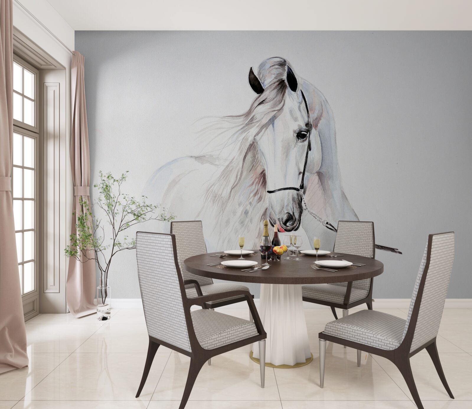 Papier peint cheval blanc
