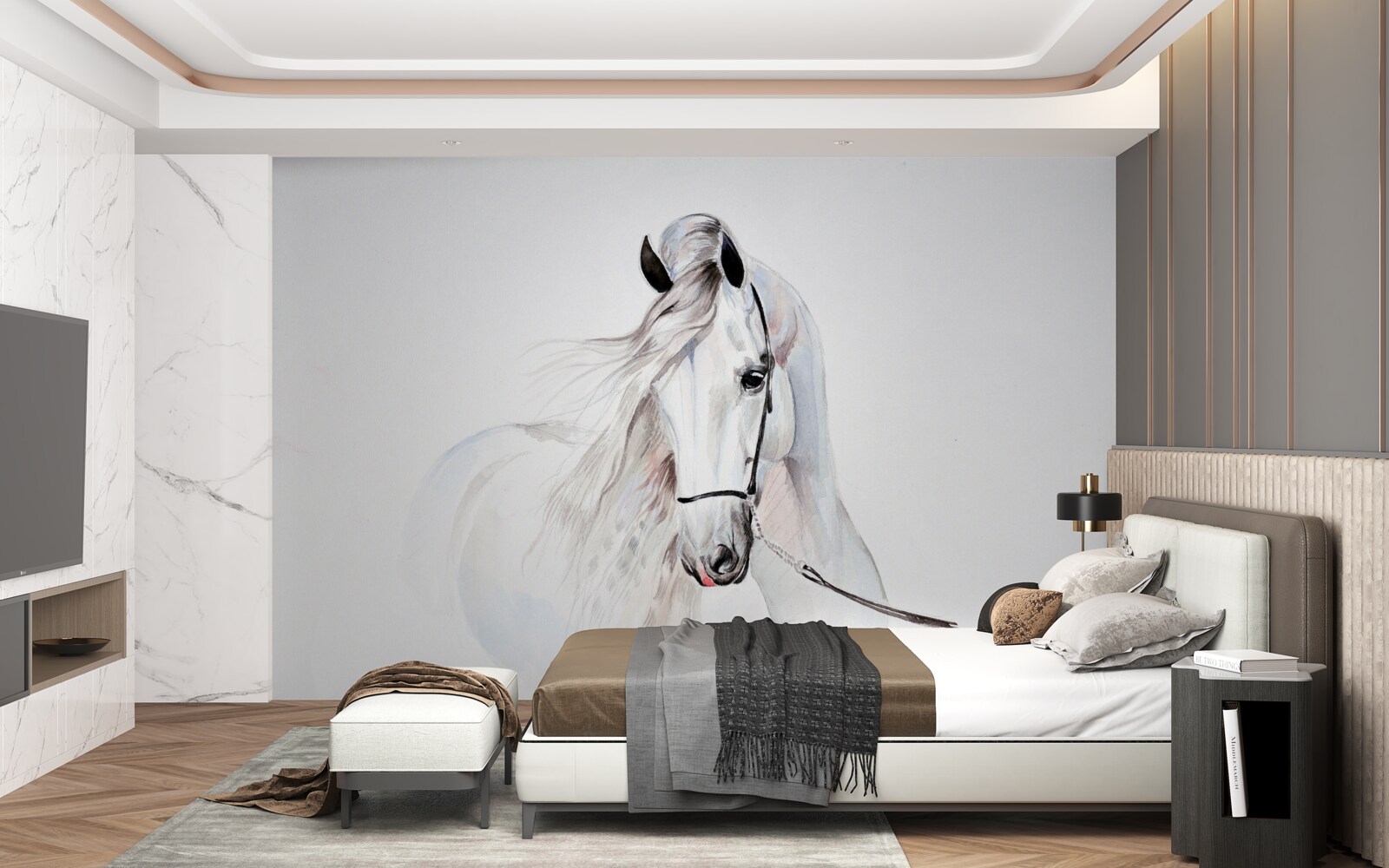Papier peint cheval blanc