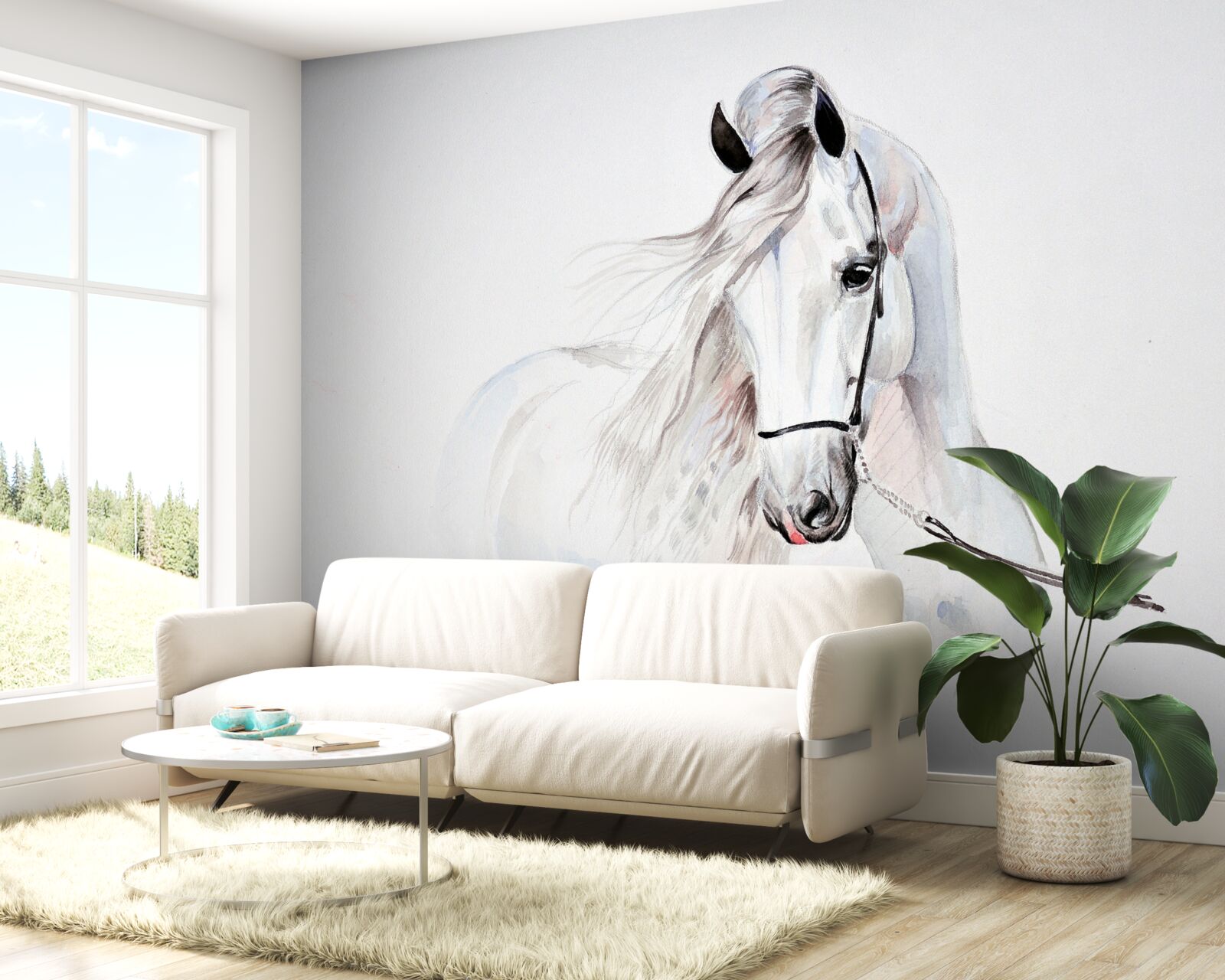 Papier peint cheval blanc