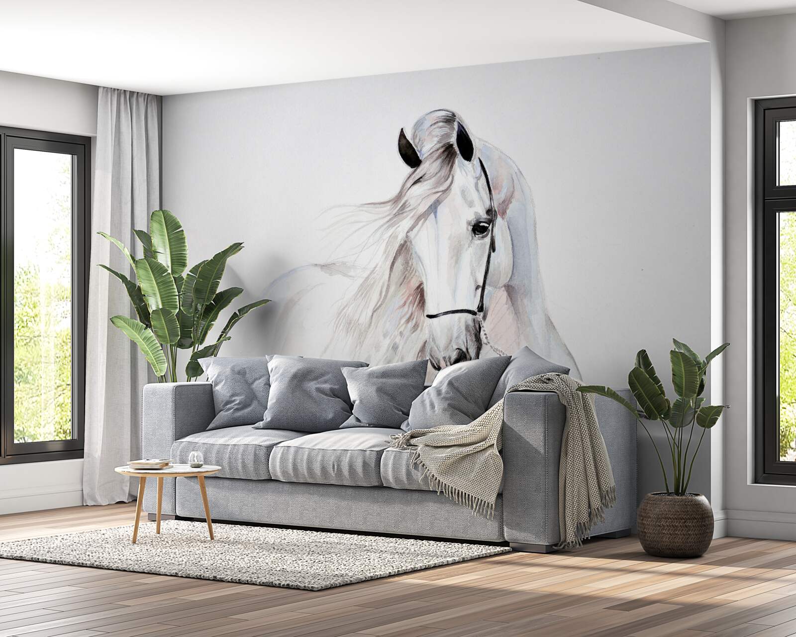 Papier peint cheval blanc
