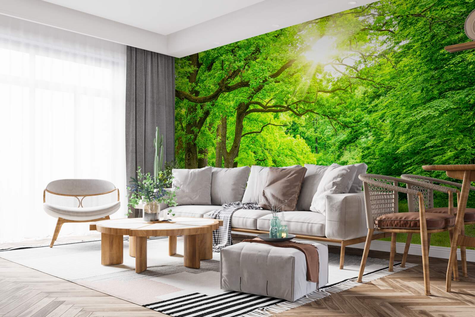 Papier peint paysage pittoresque d'une forêt d'été
