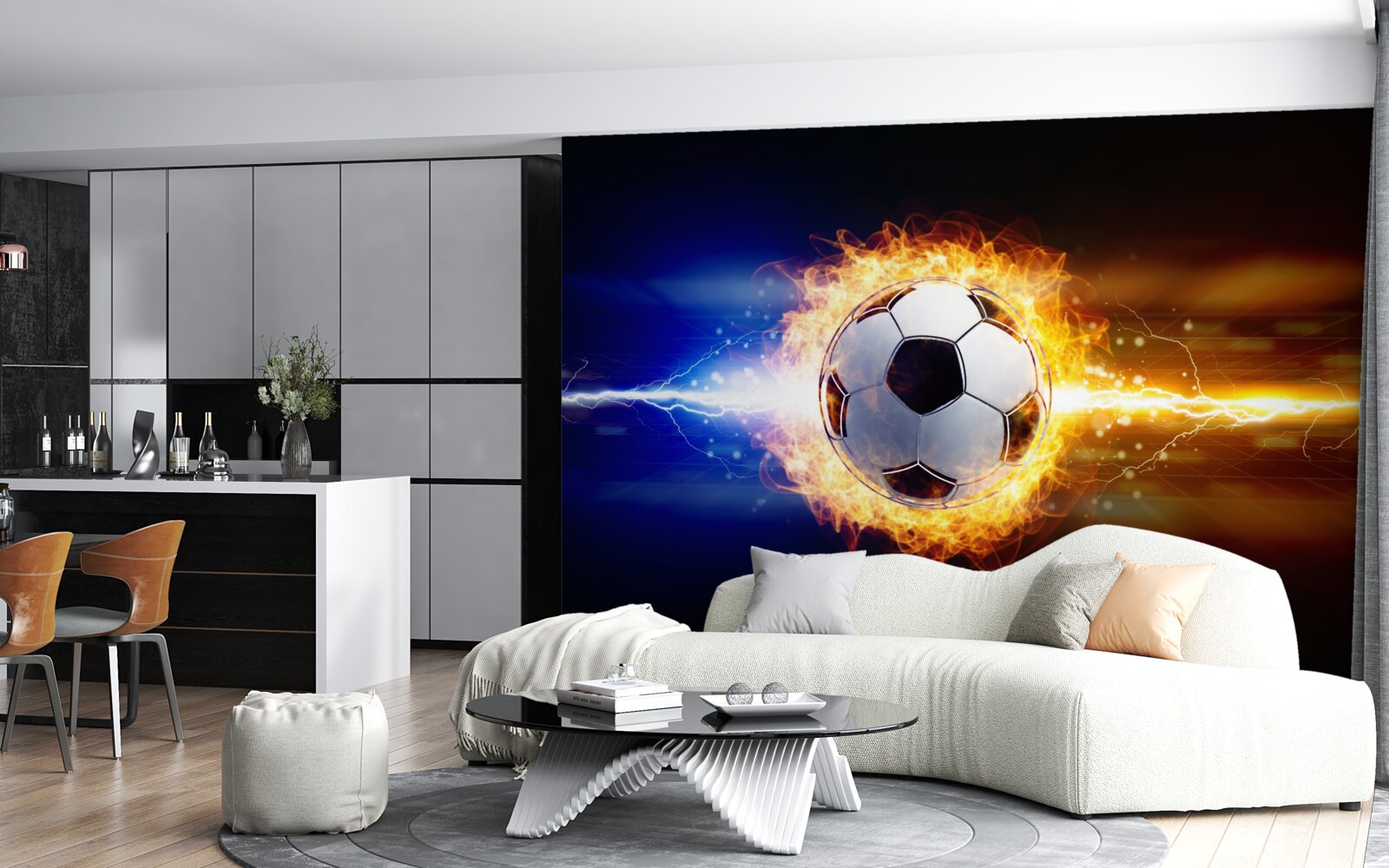 Papier peint le football enveloppé dans les flammes
