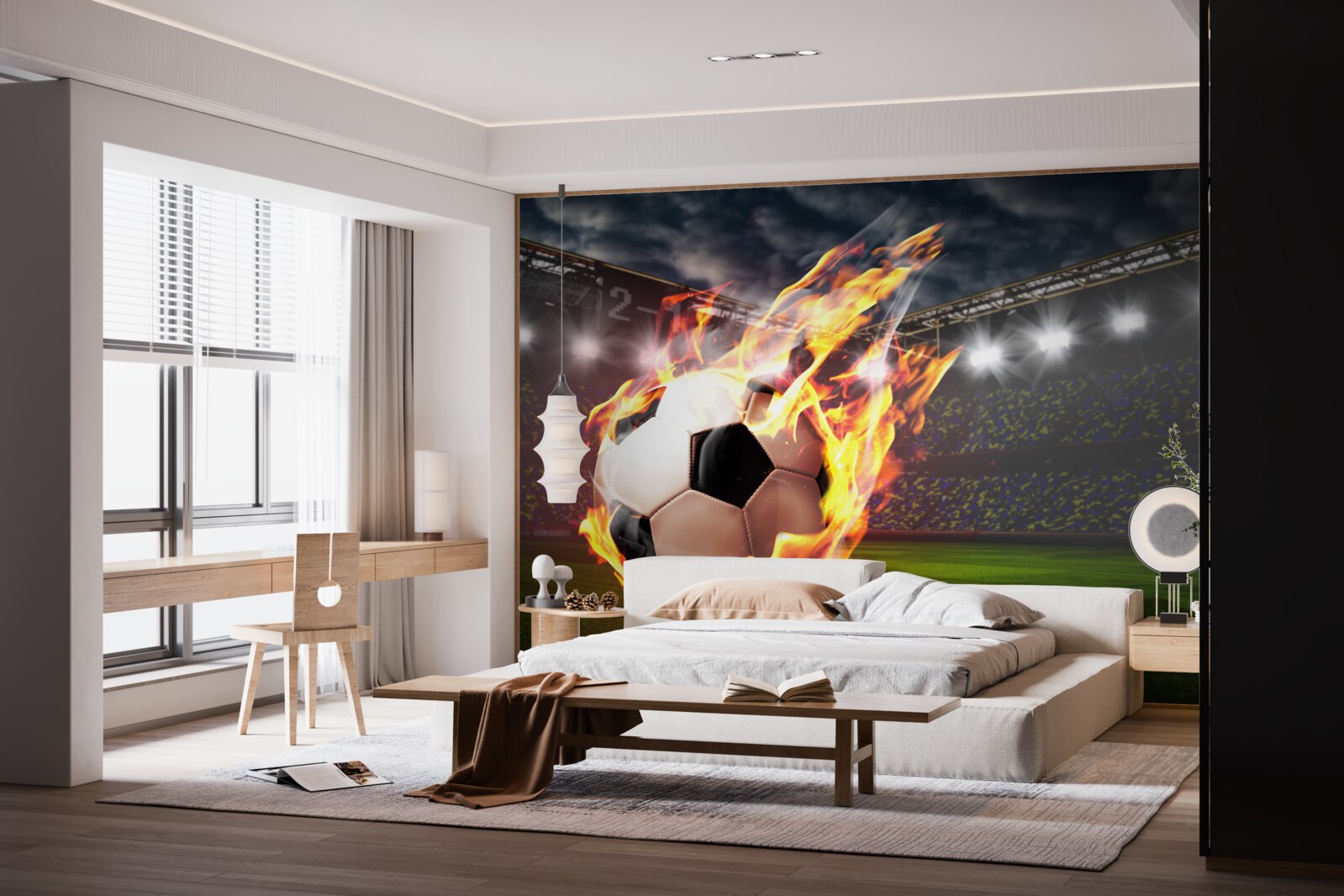 Papier peint football flamboyant