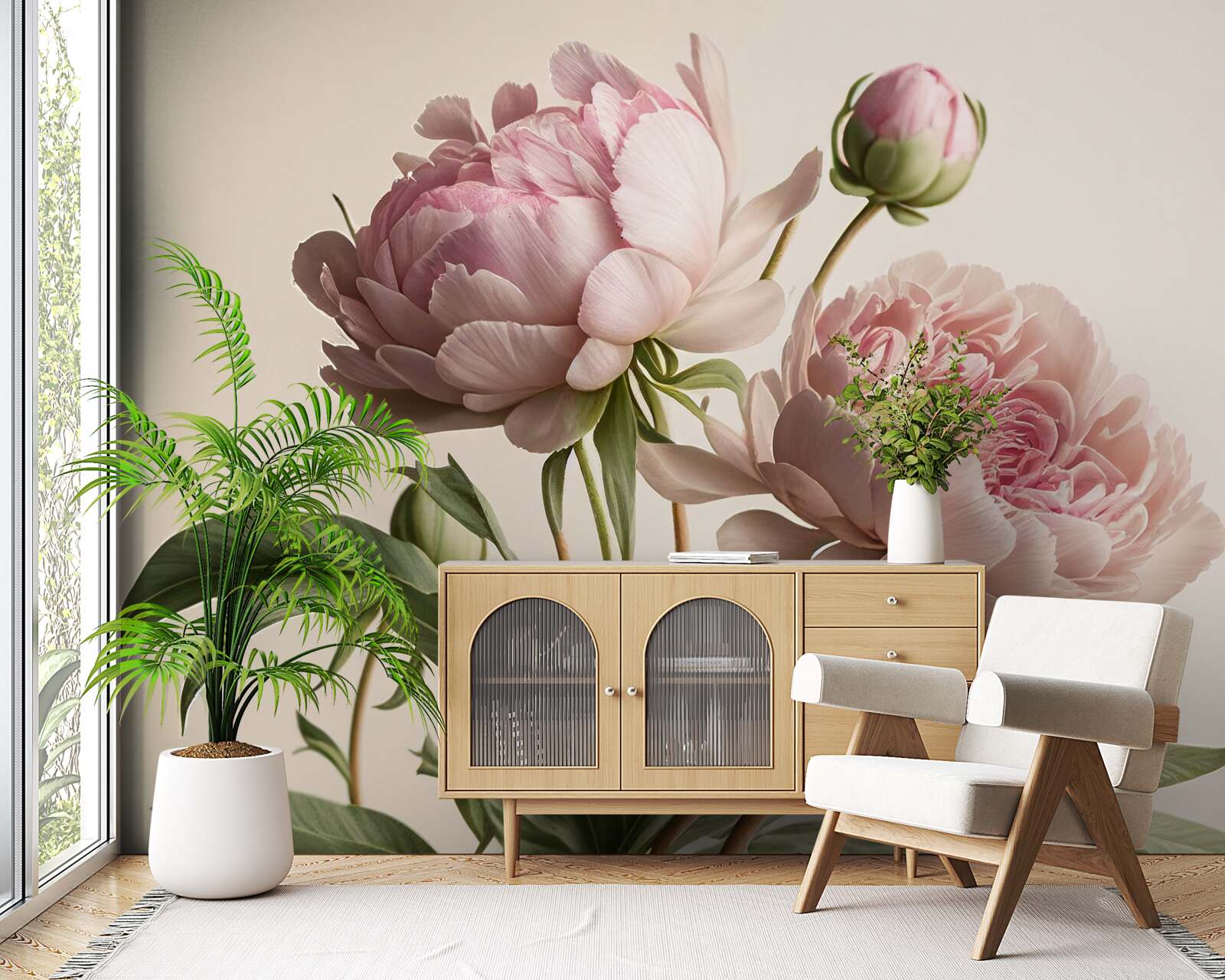 Papier peint ensemble de pivoines lumineuses