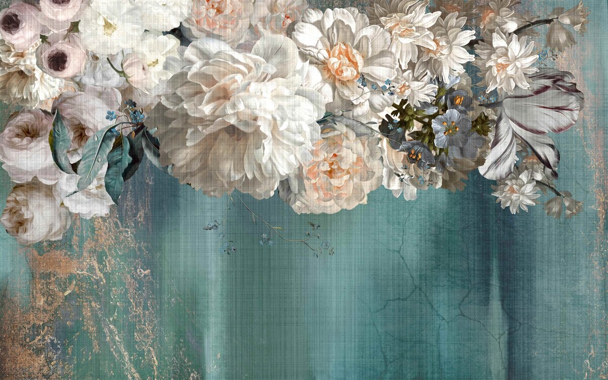 Papier peint branche massive couverte de boutons de fleurs